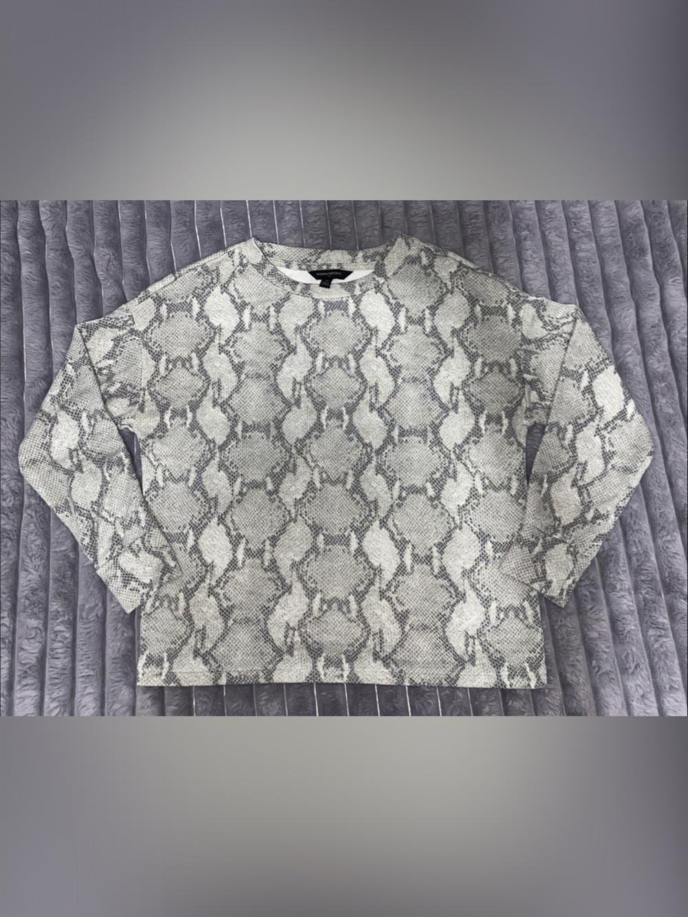 Banana Republic Gray Snake-Print Crewneck